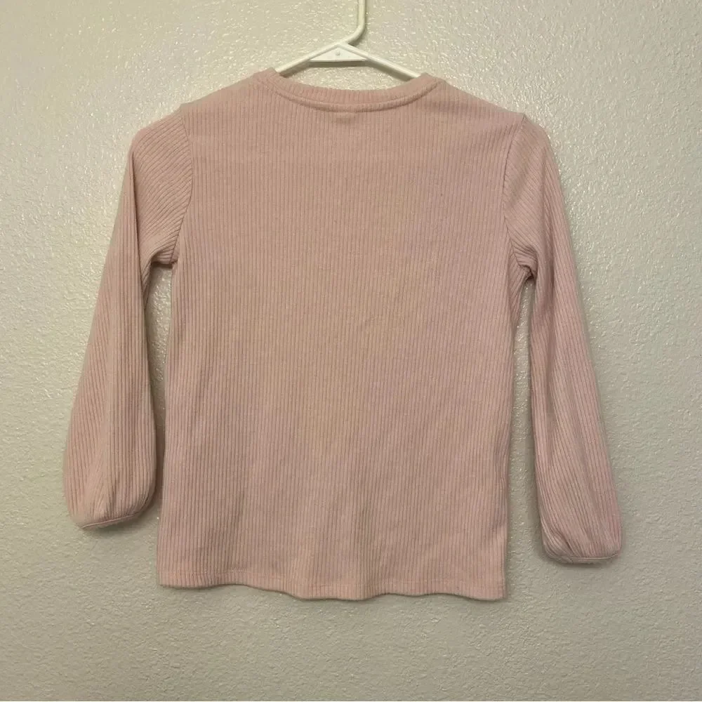 Old Navy pale pink cozy ribbed knit long sleeve Pullover Sweater Twisted Hem M 8